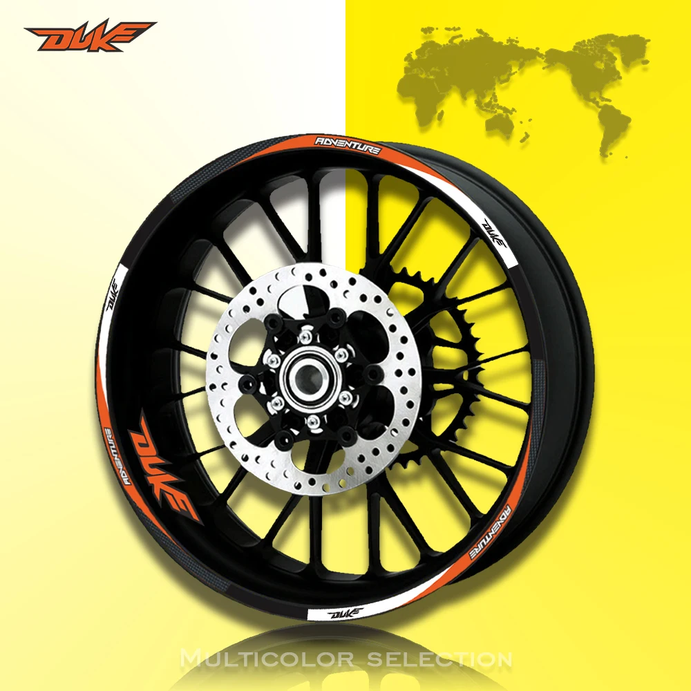 

New Motorcycle front&Rear Edge Outer Rim Sticker 17inch Wheel Reflective waterproof Decals For DUKE 200 390 690 990