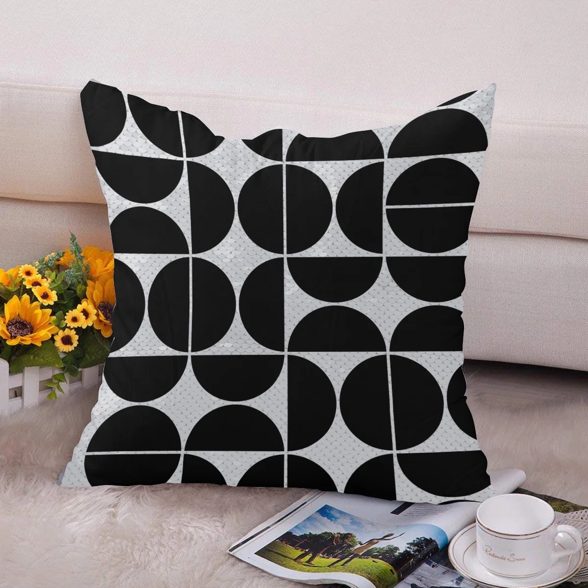 Mid Century современный геометрический черный чехол с русалочкой и блестками