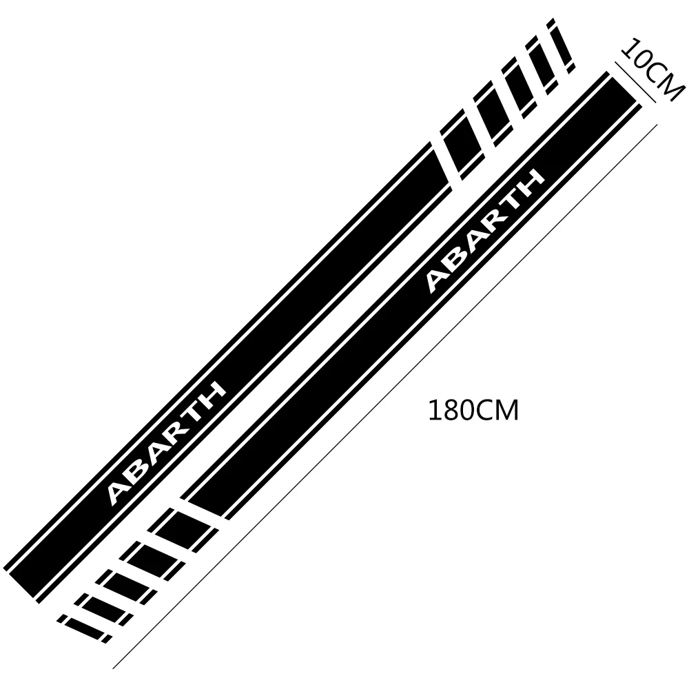 2pcs Side Stripe Car Sticker Auto Vinyl Film Racing Sports Graphics Styling Decal Decoration For FIAT 500 Tuning Accessories | Автомобили