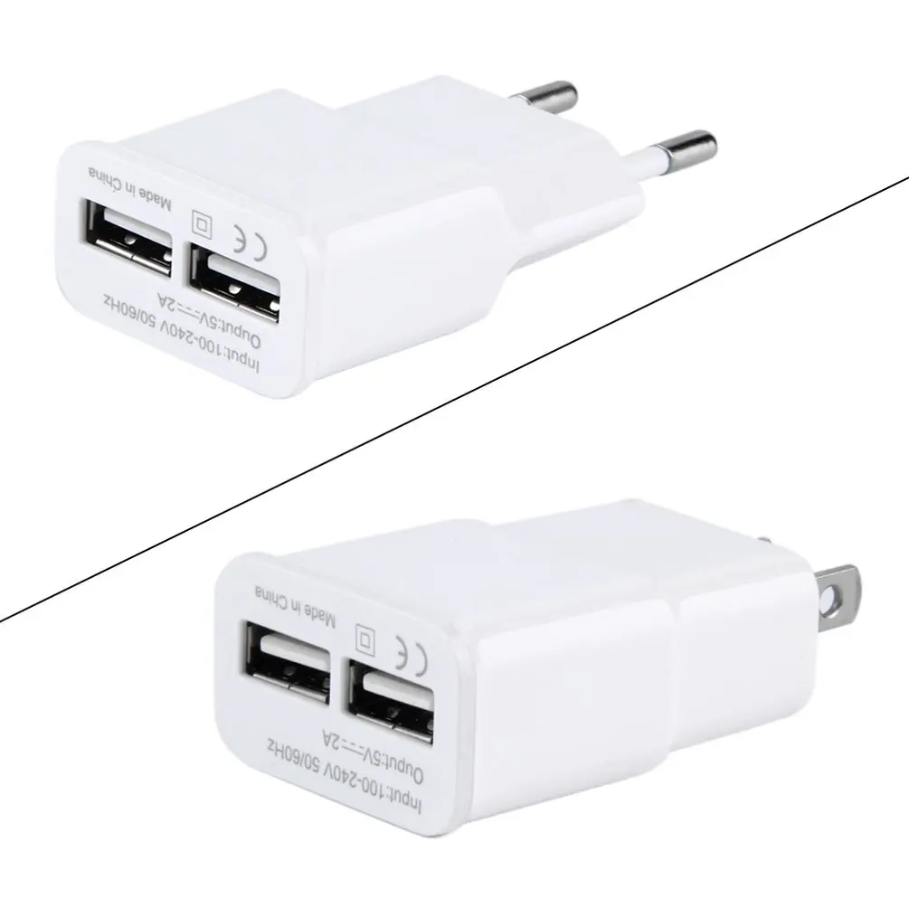 AC настенное Зарядное устройство планшета Мощность адаптер 5В 2A Dual USB 2-Порты и разъёмы для путешествий зарядный США для мобильного телефона PC белый/штепсельная вилка европейского стандарта