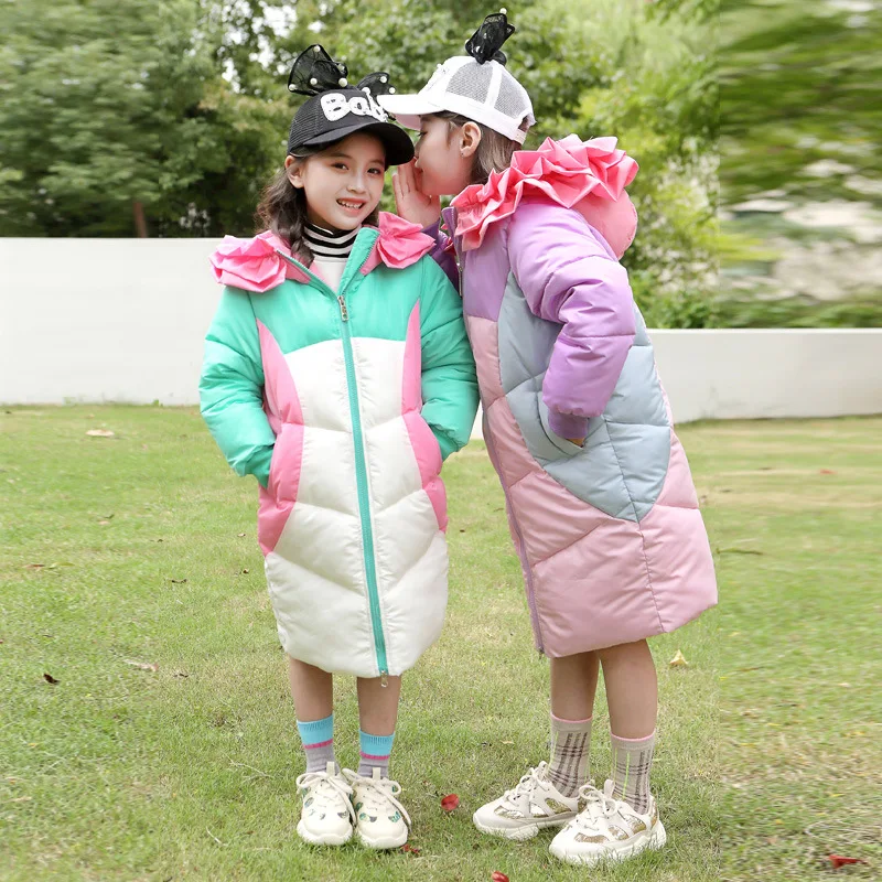 Двухцветная одежда с хлопковой подкладкой для девочек новинка 2019 Стильная мода 7