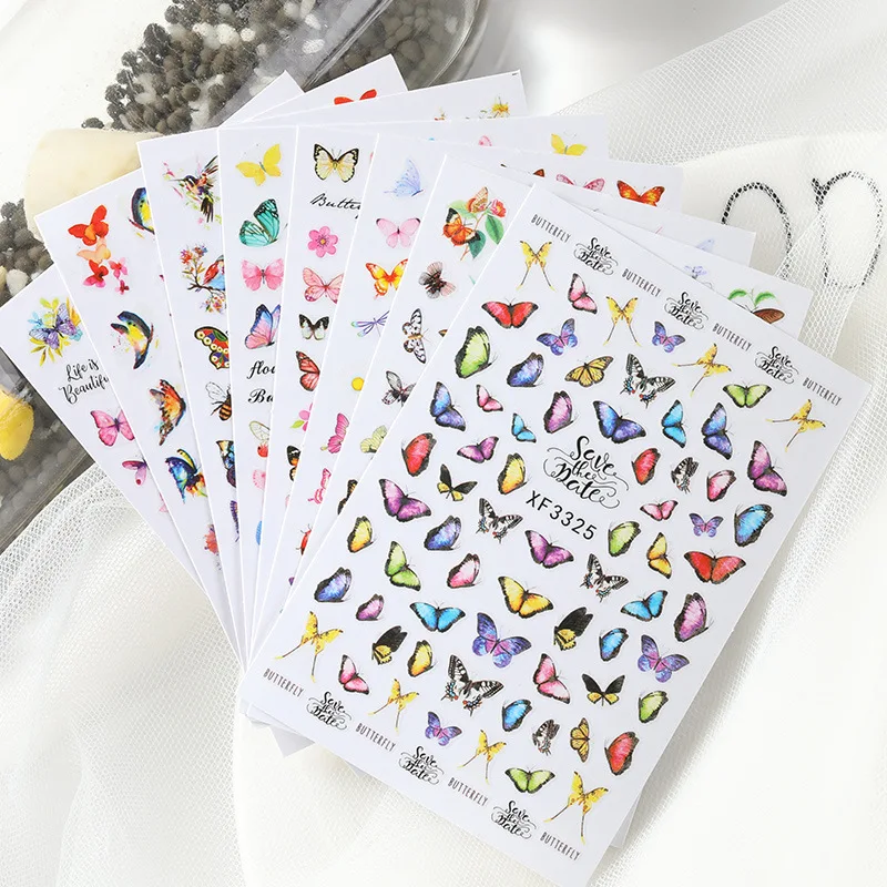 3D красочные Silder рисунки бабочек Nail Art Наклейки водяной знак DIY Советы наклейки для