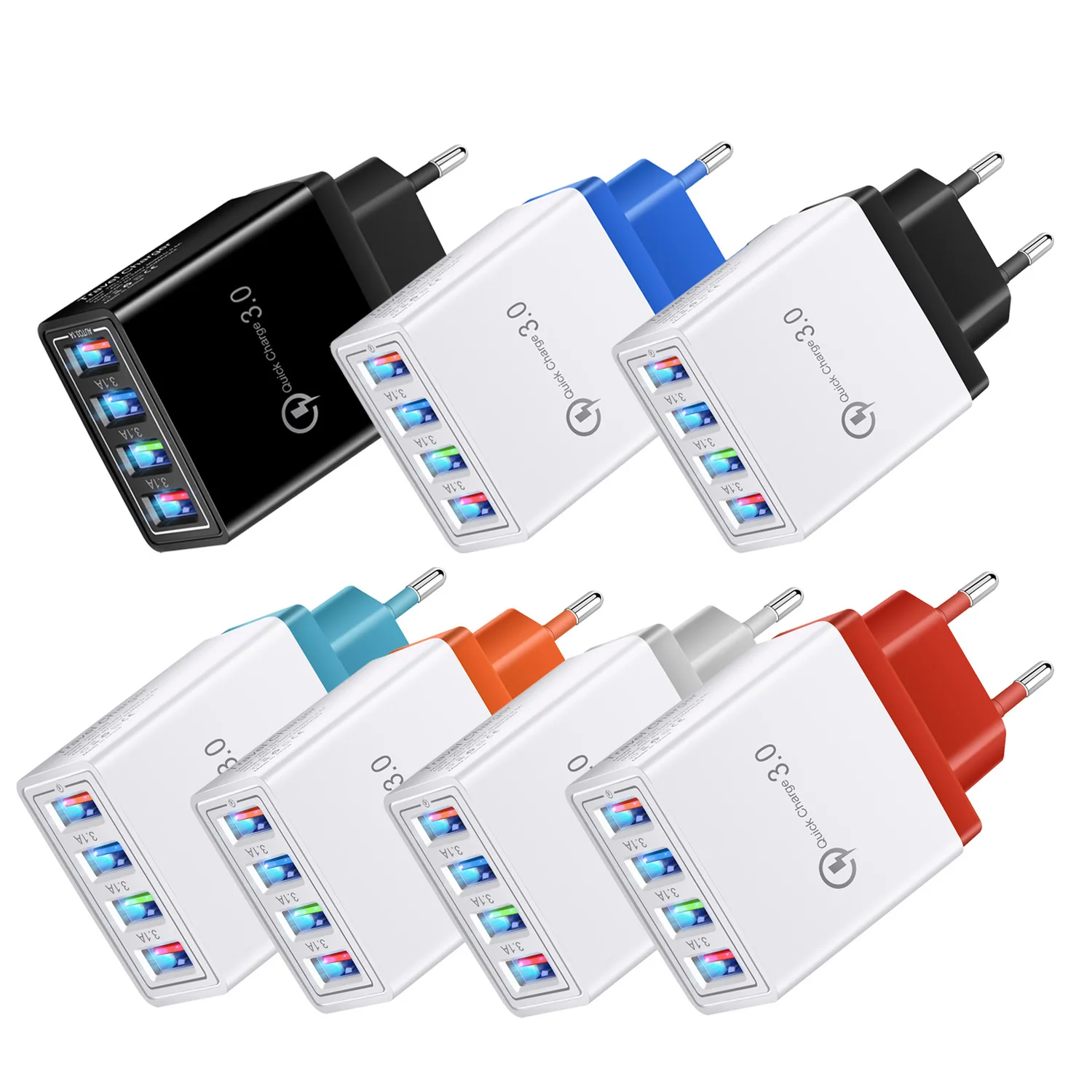 

Зарядное устройство со светодиодной подсветкой, 4usb-порта, 3 А