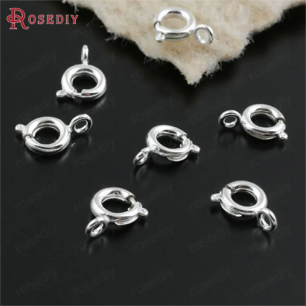 Оптовая продажа 6 мм имитация родия круглые медные застежки-карабины фурнитура