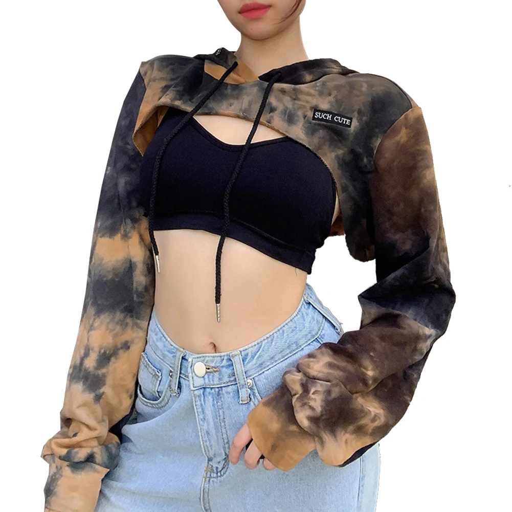

Lady Tie Dye Print Long Sleeve Hoodies Pullover Tops Casual Fashion Sweatshirt Streetwear Fall Female Sweatshirt Women Clothes