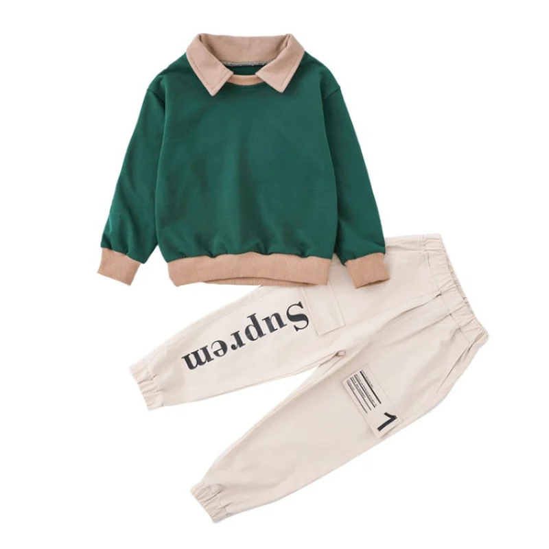 

Lapel Spring Autumn Boys Clothing SuitsSweatshirts+ Pants 2pcs/Set Kids Jacket Teenager Sport LeisureTracksuit High Quality