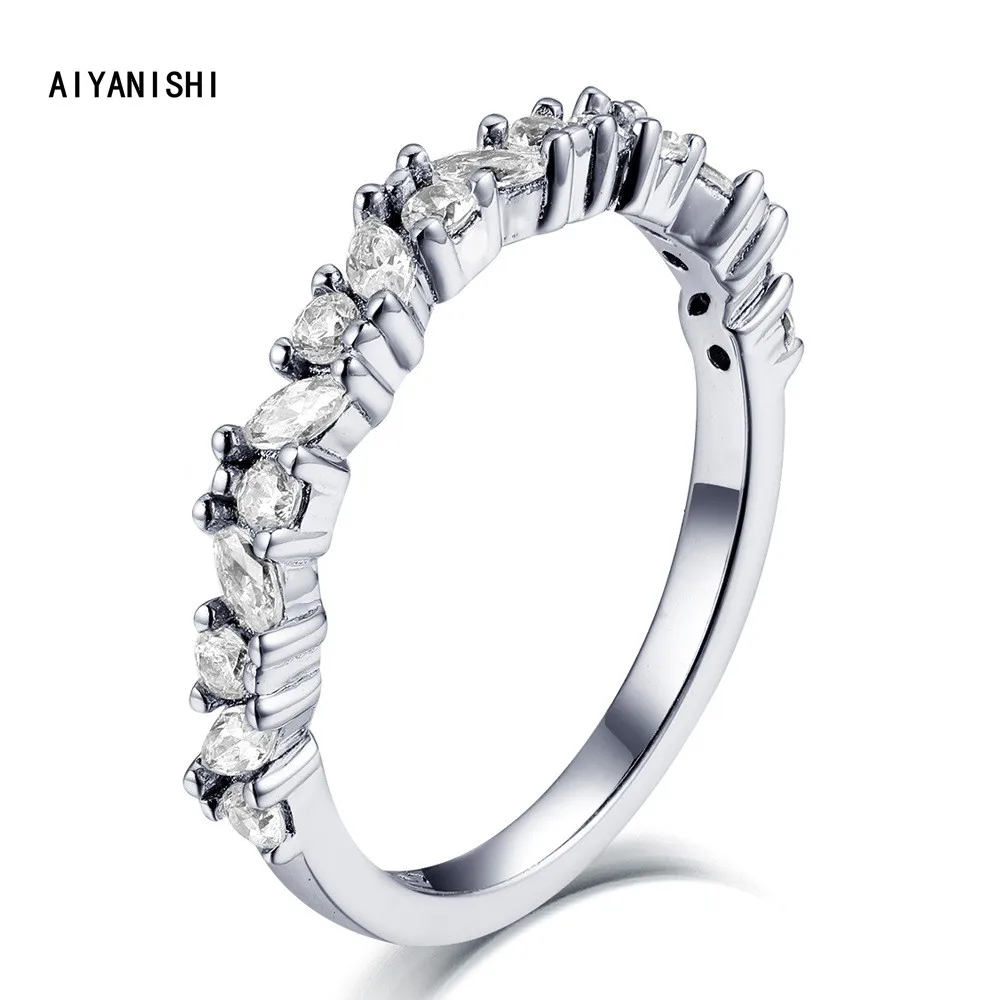 

AIYANISHI 925 Sterling Silver Thin Band Ring Wedding Band Eternity Ring For Women Christmas Gift Love Jewelry Rings Gifts