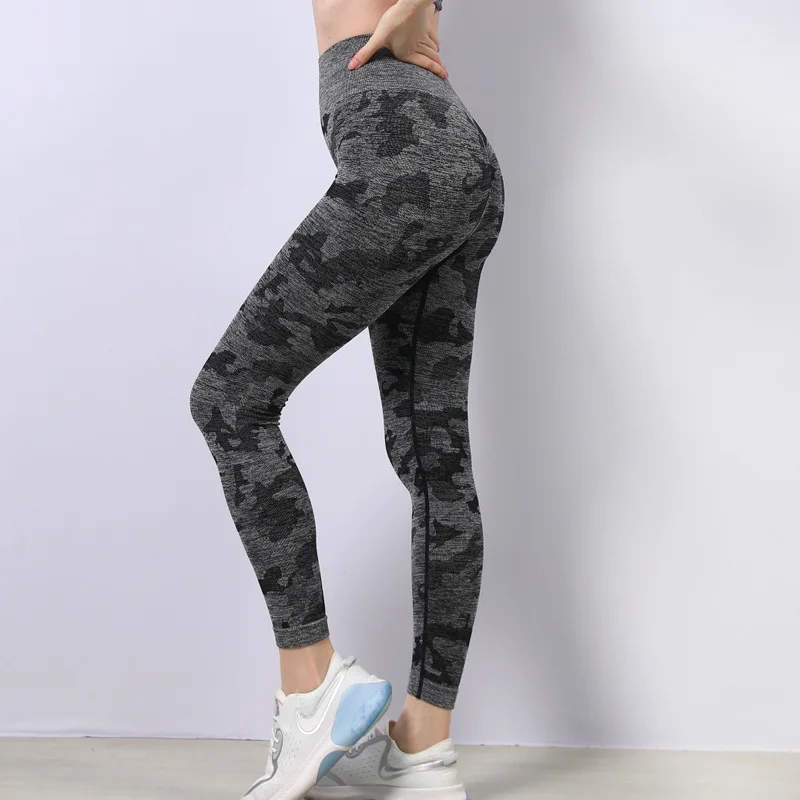 

Camouflage Skinny Sports Trousers Peach Hips Women's High-waist Stretch Tight-fitting Hip Pants Running Fitness Pants Yoga Pants