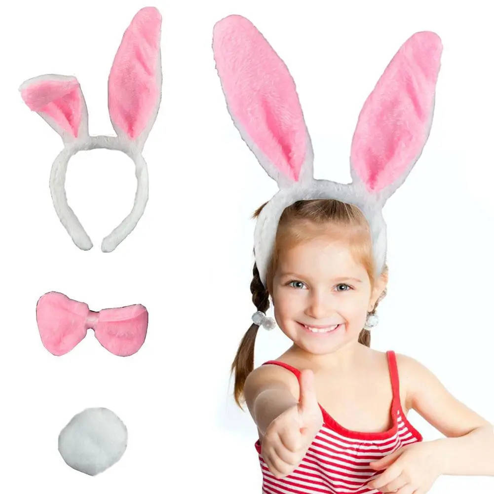 

Easter Girls Plush Bunny Ears Headband Bow Tie Tail Rabbit Party Cosplay Costume