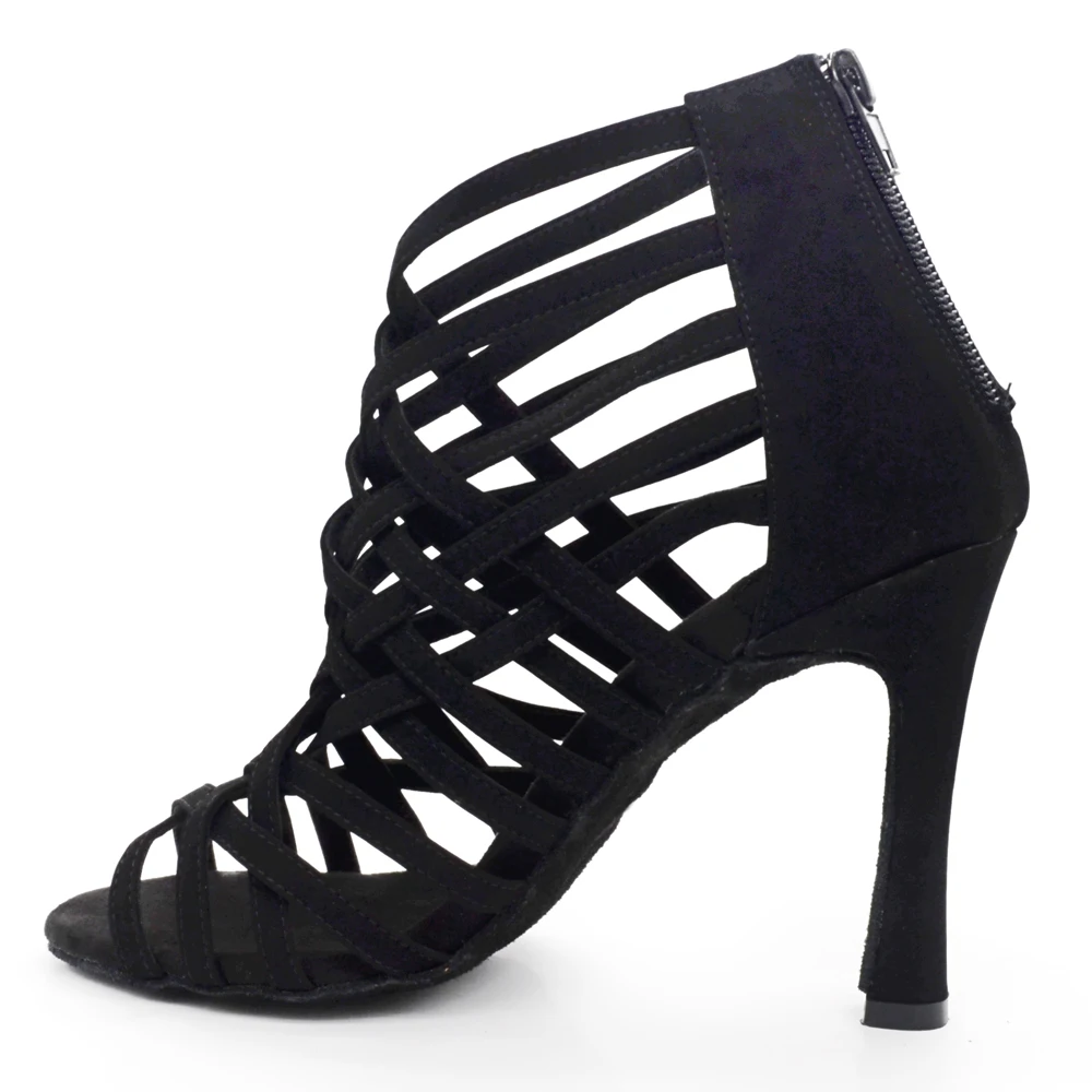 

Professional Black Nubuck Color Zapatos De Baile 10cm Heel Dancing Shoes Latin Salsa Ballroom For Women