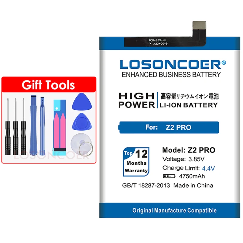 LOSONCOER 4750 мАч Z2 Pro Аккумуляторы для мобильных телефонов UMI Umidigi Z2/Z2 Pro батарея+ Подарочные инструменты+ наклейки
