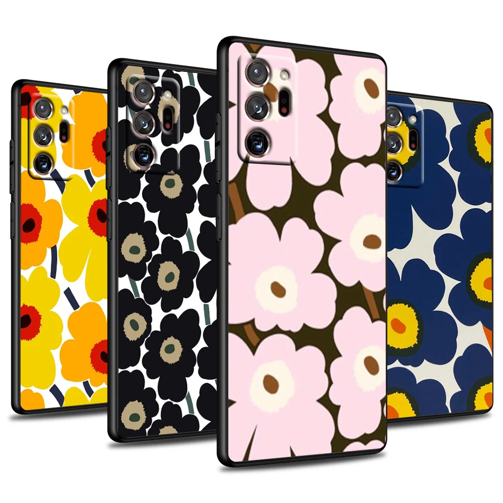 

Fashion Flower For Samsung Galaxy Note 20 Ultra 10 Plus 5G M62 M60S M52 M42 M32 F52 Soft Black Phone Case