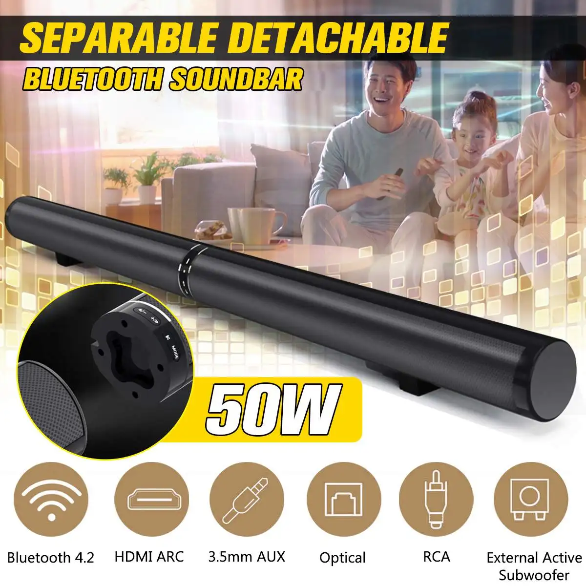 

50W Bluetooth Speaker Computer Speakers For TV Soundbar Box Subwoofer Music Center Sound Box Column Home Theater Sound System