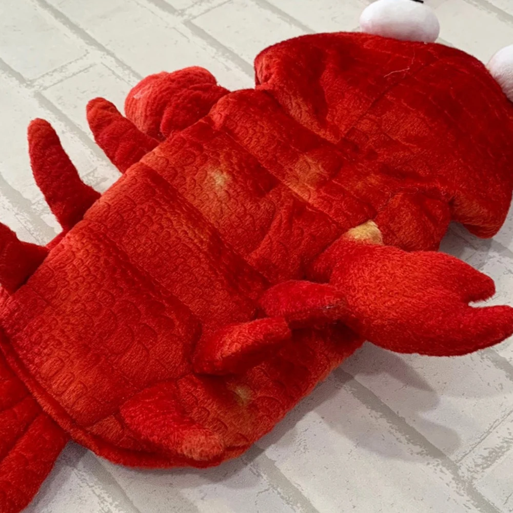 Halloween Winter Dog Clothes Lobster Shape Costume For Pet Dogs Red Puppy Jacket Coat Hoodie Dress Up Clothing | Дом и сад
