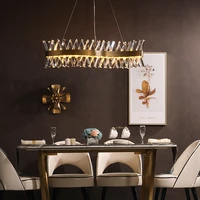 led art deco round golden crystal designer hanging lamps suspension luminaire lampen pendant lamp pendant light for dinning room