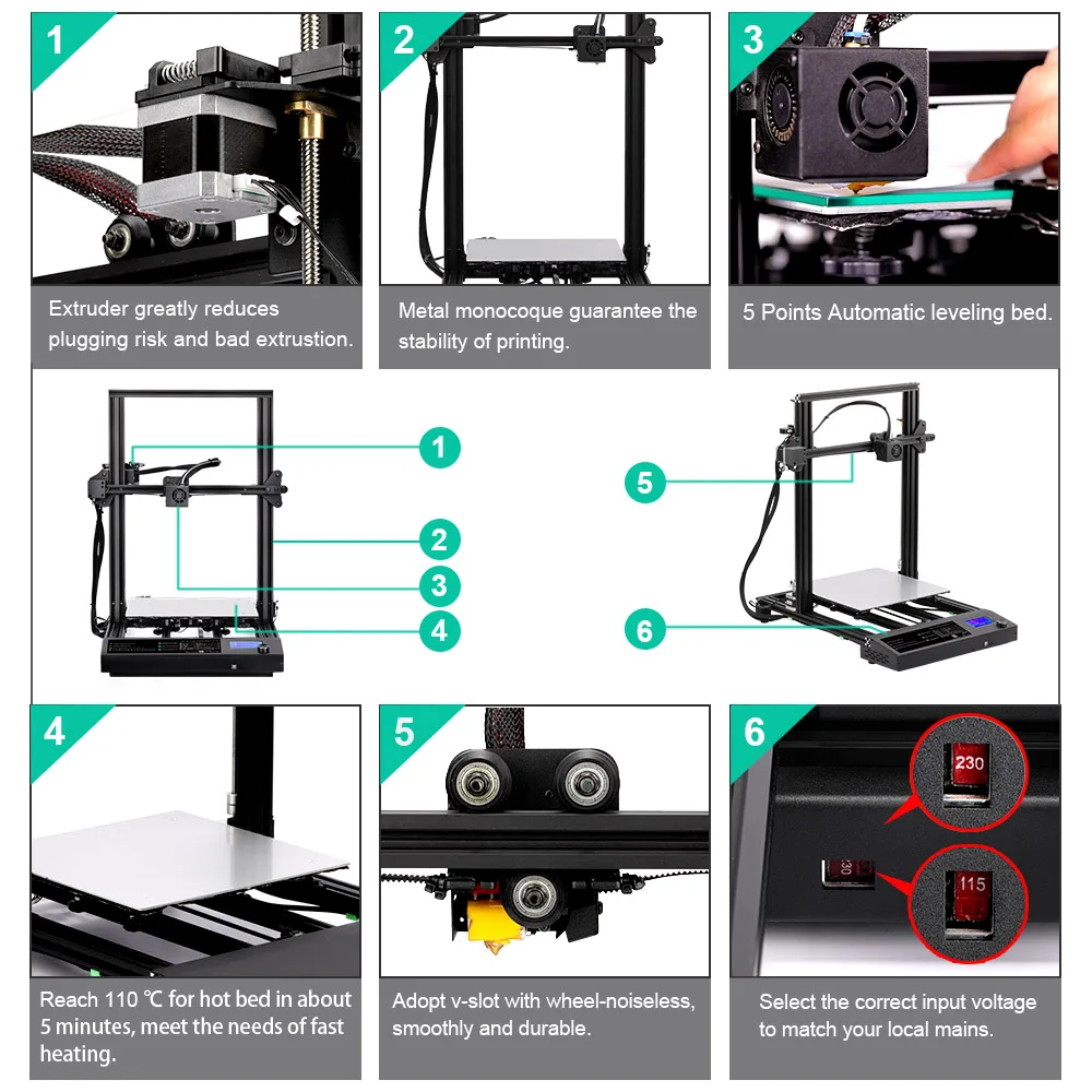 AW Design 3D принтер плюс Размер 310 * 310 * 400 мм Печать FDM принтер и PLA/ABS/PETG Филамент 1,75 мм Быстрое прототипирование Креативный.