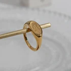 Новый креативный дизайн овальной формы гравированный абстрактный мужской шаблон значок кольца для женщин мужчин художественная нержавеющая сталь женское золотое кольцо