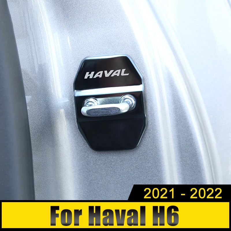 

4Pcs Stainless Car Door Lock Cover Protect Buckle Case Latch Stop Anti Rust Trim Stickers Accessories For Haval H6 3th 2021 2022