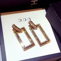 new long geometric rectangular pendant dinner style fashionable womens accessory earrings