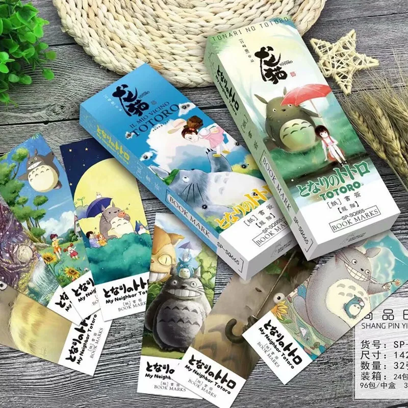 Tonari-marcapáginas de papel de Anime sin Totoro, soporte de libro de hadas hermoso, tarjeta de mensaje, papelería de regalo, 36 unids/set por juego