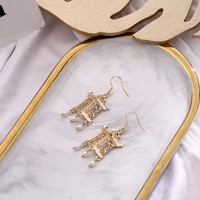 

New Retro Wind Kiosk Earrings Chinese Classical Style Gold Color Long Dangle Personality Women's Elegant Lolita Accessories EF32