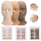 Мягкая на ощупь силиконовая голова-манекен со съемными веками, ресницы для наращивания, голова-манекен из натуральной кожи, инструменты, 1 комплект