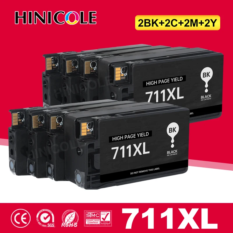 HINICOLE совместимый для HP 711 XL CZ133A CZ130A CZ131A CZ132A полный чернильные картриджи DesignJet T 520 120