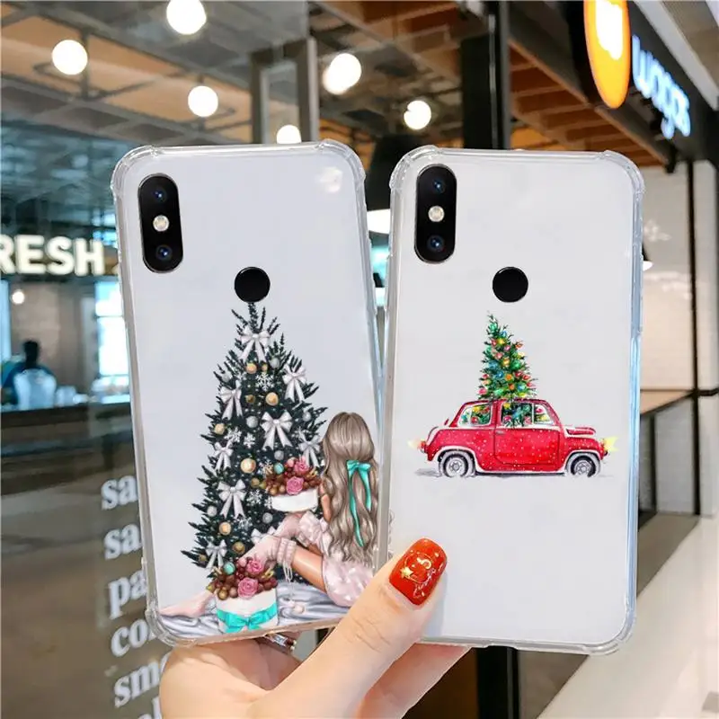

Christmas girl happy cartoon Phone Case Transparent for xiaomi Redmi note k 7 6 40 9 6 5 10 11 A T se pro lite ultra