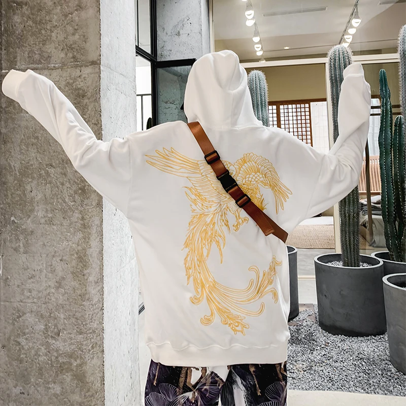 Уличная толстовка с вышитым Фениксом 2019 г. Осенний хипстерский свитер толстовки