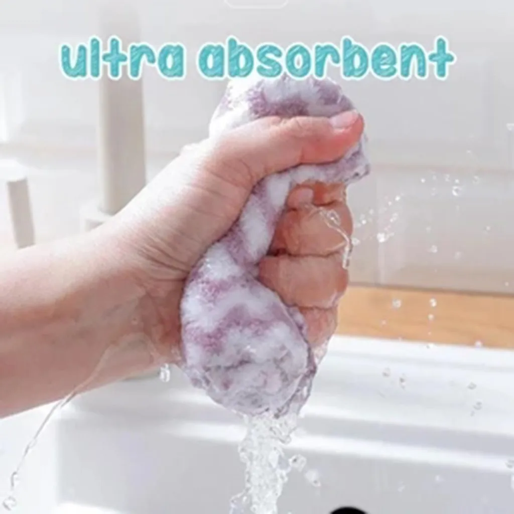 Кухонное полотенце с принтом, водопоглощающее, анти-масляное полотенце из кораллового флиса, впитывающее цветное волнистое полосатое полотенце, впитывающая тряпка
