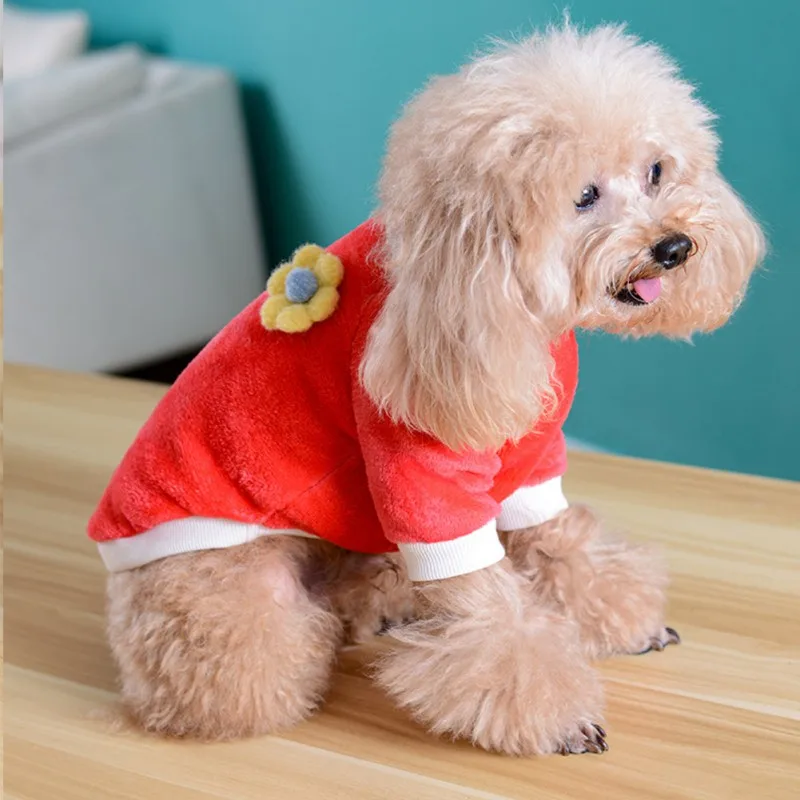 Winter Dog Clothes Soft Fleece Jumpsuit Pajamas for Small Puppy Coat Pet Outfits Clothing | Дом и сад