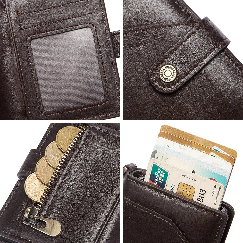 Luxury Short Men Wallets Credit Card Holder Case Genuine Leather  Credential Slim Male Walet Zipper Coin Bag Travel Hasp Purse images - 6