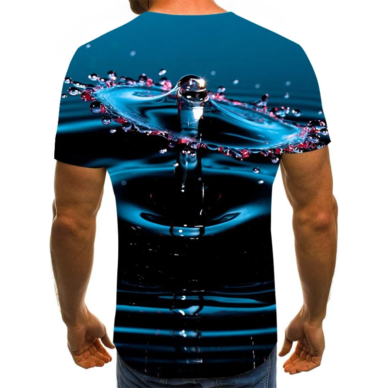 

Camiseta blanca y azul con agua para hombre y mujer, camiseta divertida 3D, Tops informales Unisex, camisetas Harajuku