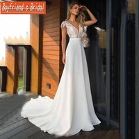 2021 new designs arrival elegant ivory cap sleevees bridal wedding dresses lace v neckline backless gowns for bride court train