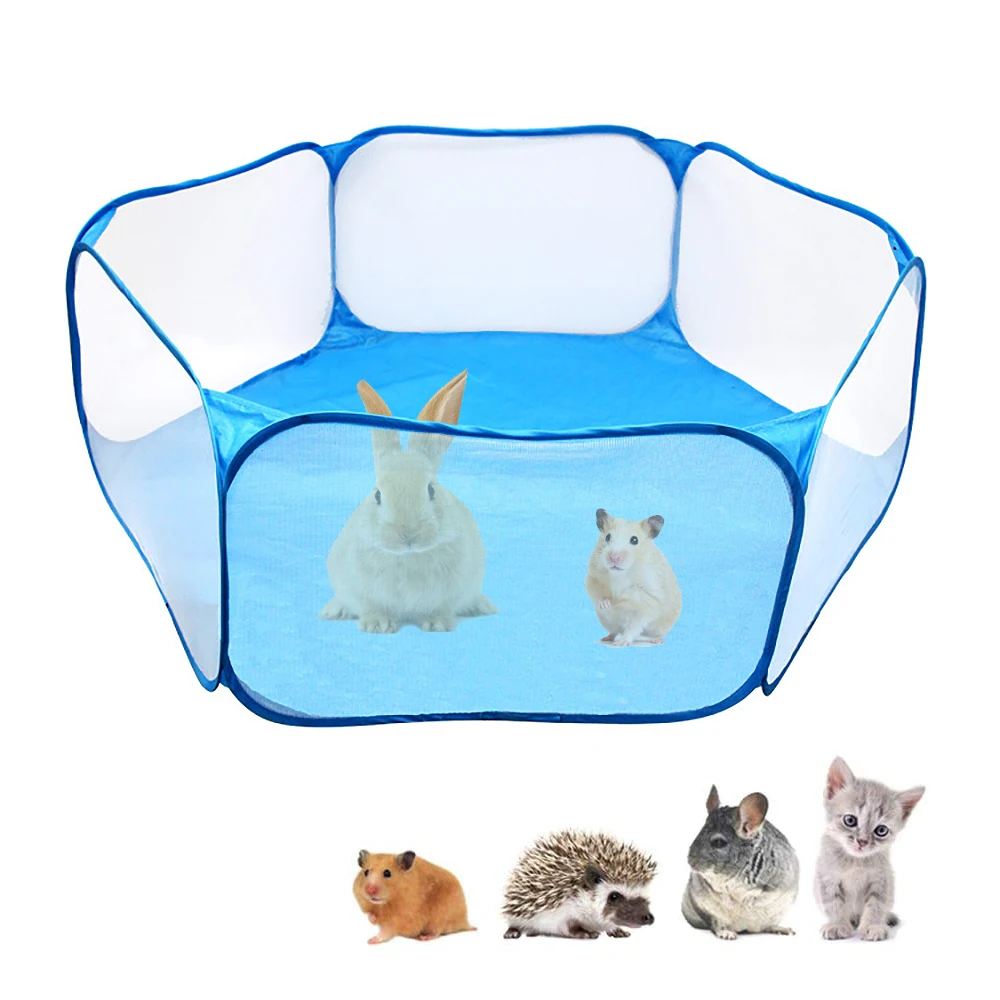

Portable Transparent Small Pet Cage Hedgehog Cage Tent Pet Playpen Pop Open Folding Yard Fence For Dog Hamster Rabbit Guinea Pig