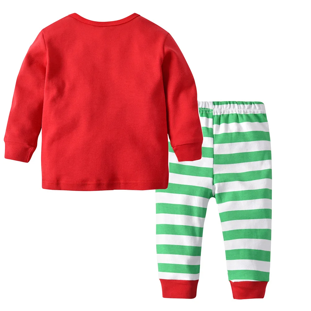 Рождественской полосатой пижамы пижама Детская одежда для сна с длинными