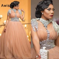 new arrival african evening dresses beaded crystal plus size evening gowns a line long formal prom dress 2020 robe de soiree