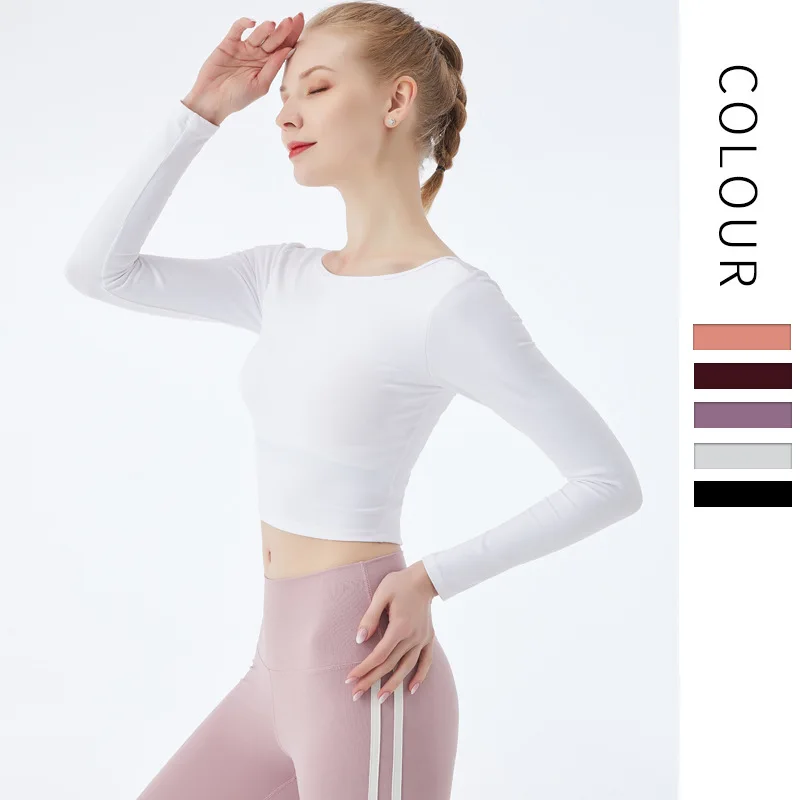 

Women Yoga Top Beauty Back Slim Breathable Nylon Cotton Thickening Fitness Top Tight-Fitting Yoga Sportswear Workout Gym Clothes