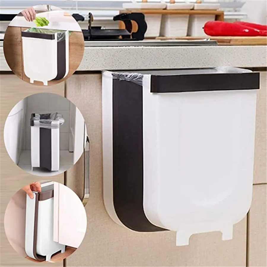 

Hanging Foldable Kitchen Garbage Bin Wall Mounted Trash Can for Cabinet Door Drawer Car RV Collapsible Toilet Waste Bin