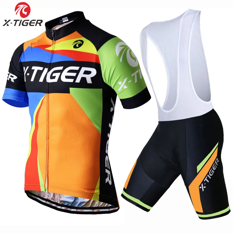 

Комплект велосипедной одежды X-tiger Pro, рубашка с коротким рукавом и шорты с гелевой подкладкой, защита от УФ излучения, летняя одежда для езды ...