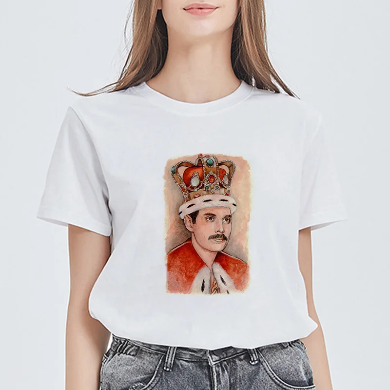 Showtly Freddie Mercury Queen Band футболка для женщин Harajuku винтажная Ullzang Футболка модная