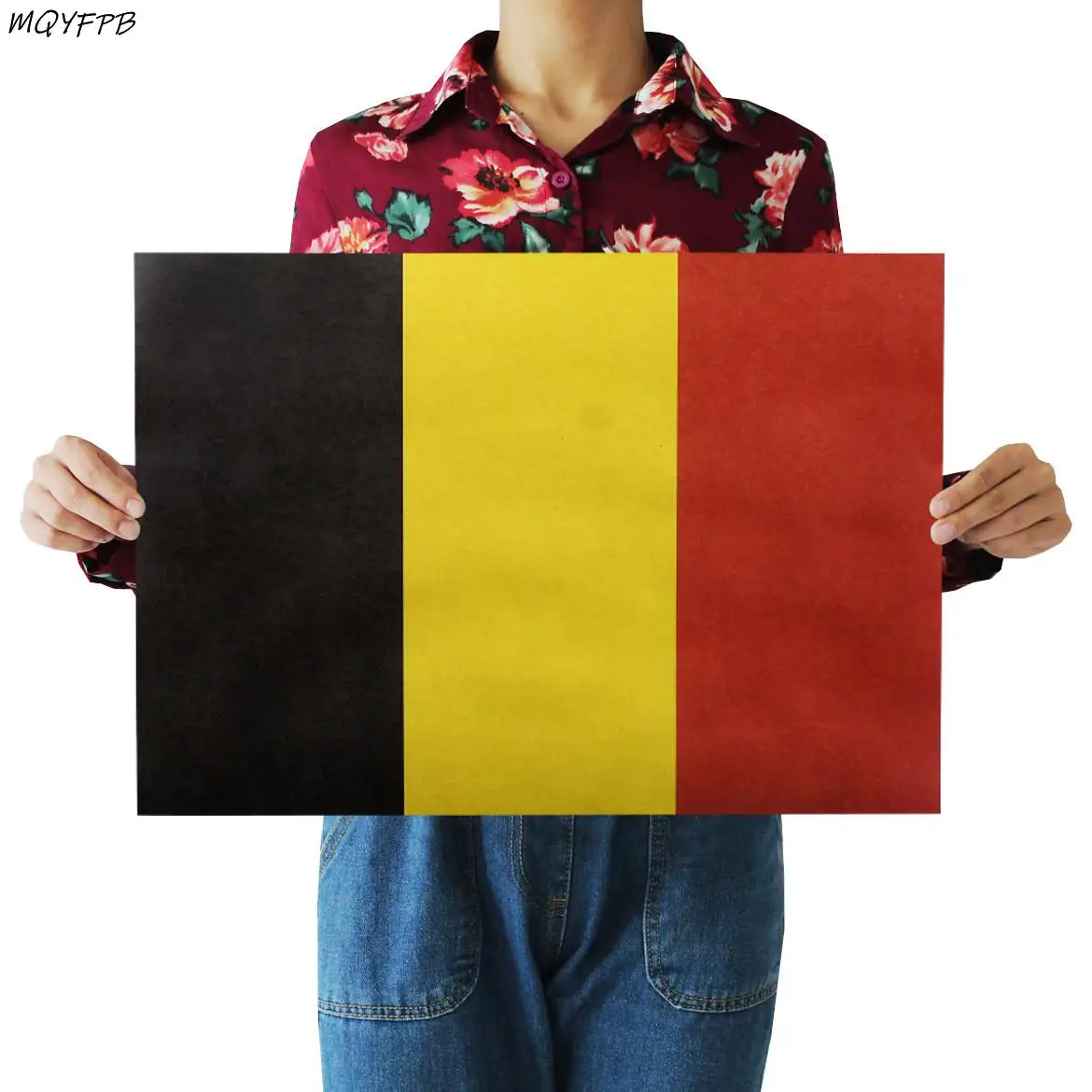 

Flag of Belgium kraft paper retro poster home decorative painting wall sticker decorative painting 50.5x35cm