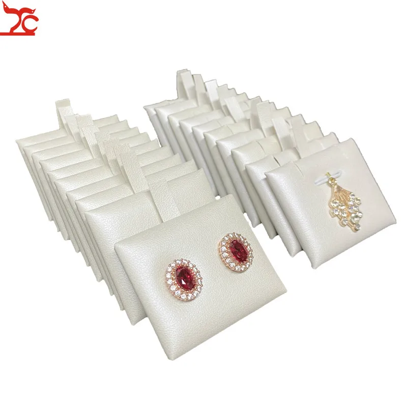 10 PCS Earring Pendant White Puff Card Jewelry Case Display Pads 5x4cm 2