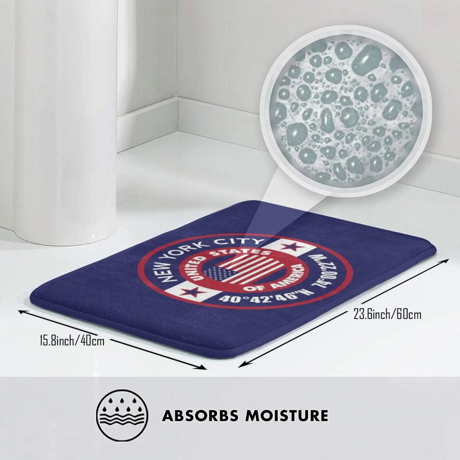 Коврик с изображением Нью-Йорка Противоскользящий коврик для входной двери в