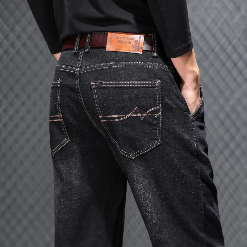 

Men's Classic Black Business Casual Jeans Spring New Stretch Denim Pants Plus Size 42 44 46 Male Autumn Brand Cowboy Trousers