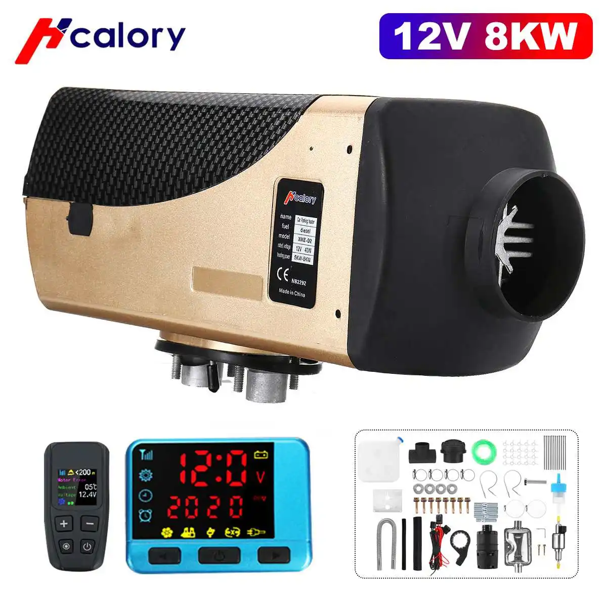 

Hcalory 5-8KW 12V Diesel Air Heater Remote Control Air Parking Heater Kit Car Bus Trucks Van Boat Winter Warming Machine