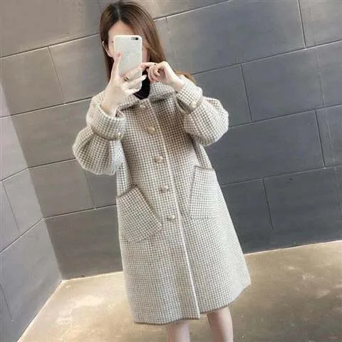 

Women Turn-down Collar Coat Outerwear Winter Clothing Fashion Warm Woolen Blends Female Elegant Single Breasted Woolen Coat
