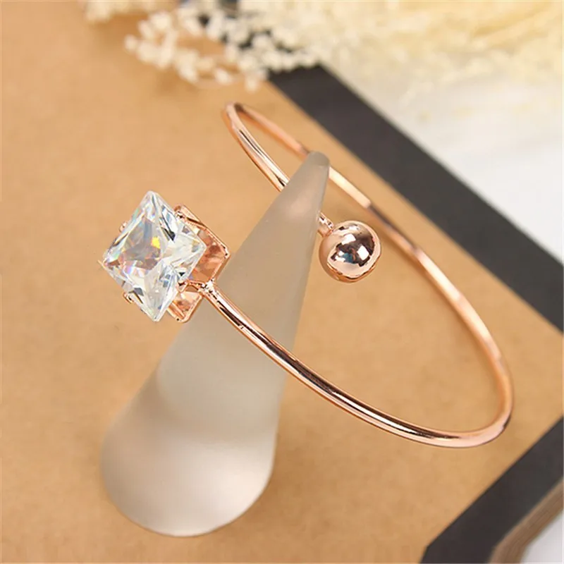 Женский Открытый браслет с шармами регулируемый геометрический квадратный