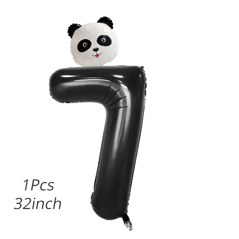 1 шт Panda на день рождения Фольга шары День рождения украшения дети бамбуковый лес животного надувные шаре Baby Shower Декор Globos - Цвет: 32inch number 7