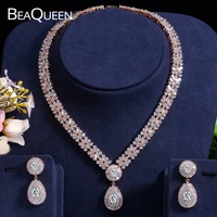 beaqueen stunning dubai gold color cubic zirconia heavy jewellery set for african beads nigerian wedding jewelry sets js049